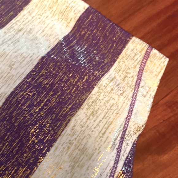 Bon Worth NWT Womens Purple, Cream & Gold Striped Short Sleeve Top - Size LP - Picture 11 of 16